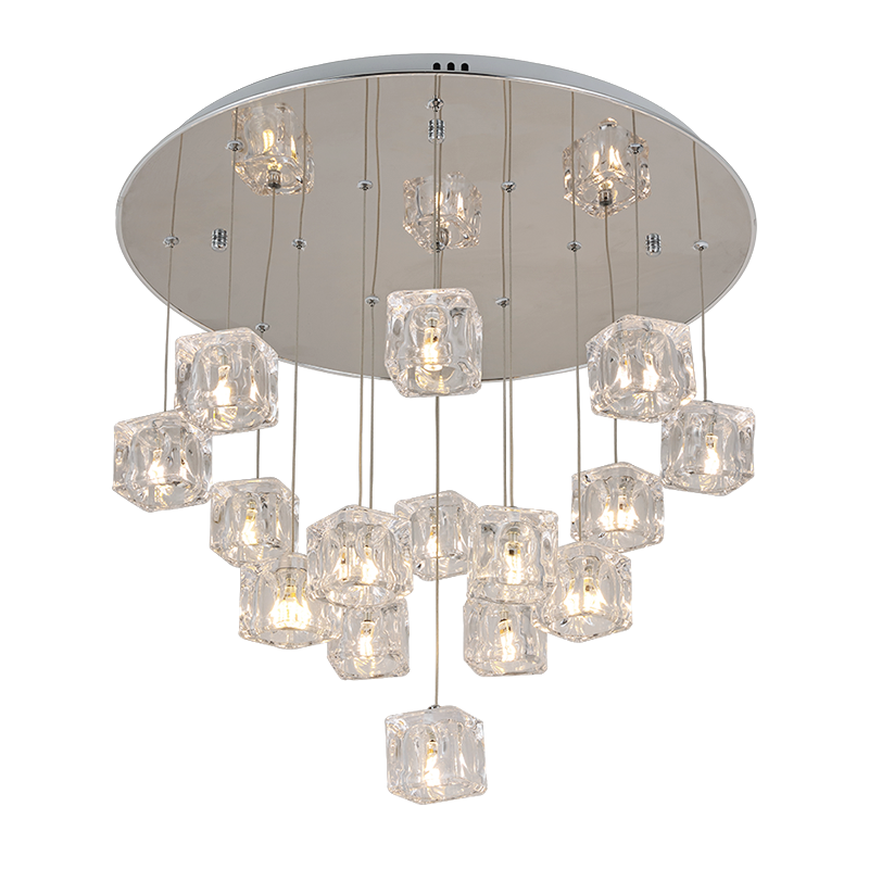 Cubed Crystal Dropdown Chandelier - Reflect Lighting