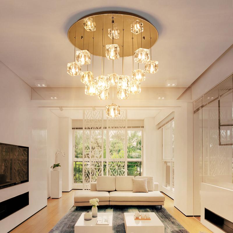 Cubed Crystal Dropdown Chandelier - Reflect Lighting