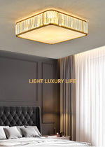 Brent Square Crystal Ceiling Light-Gold - Reflect Lighting