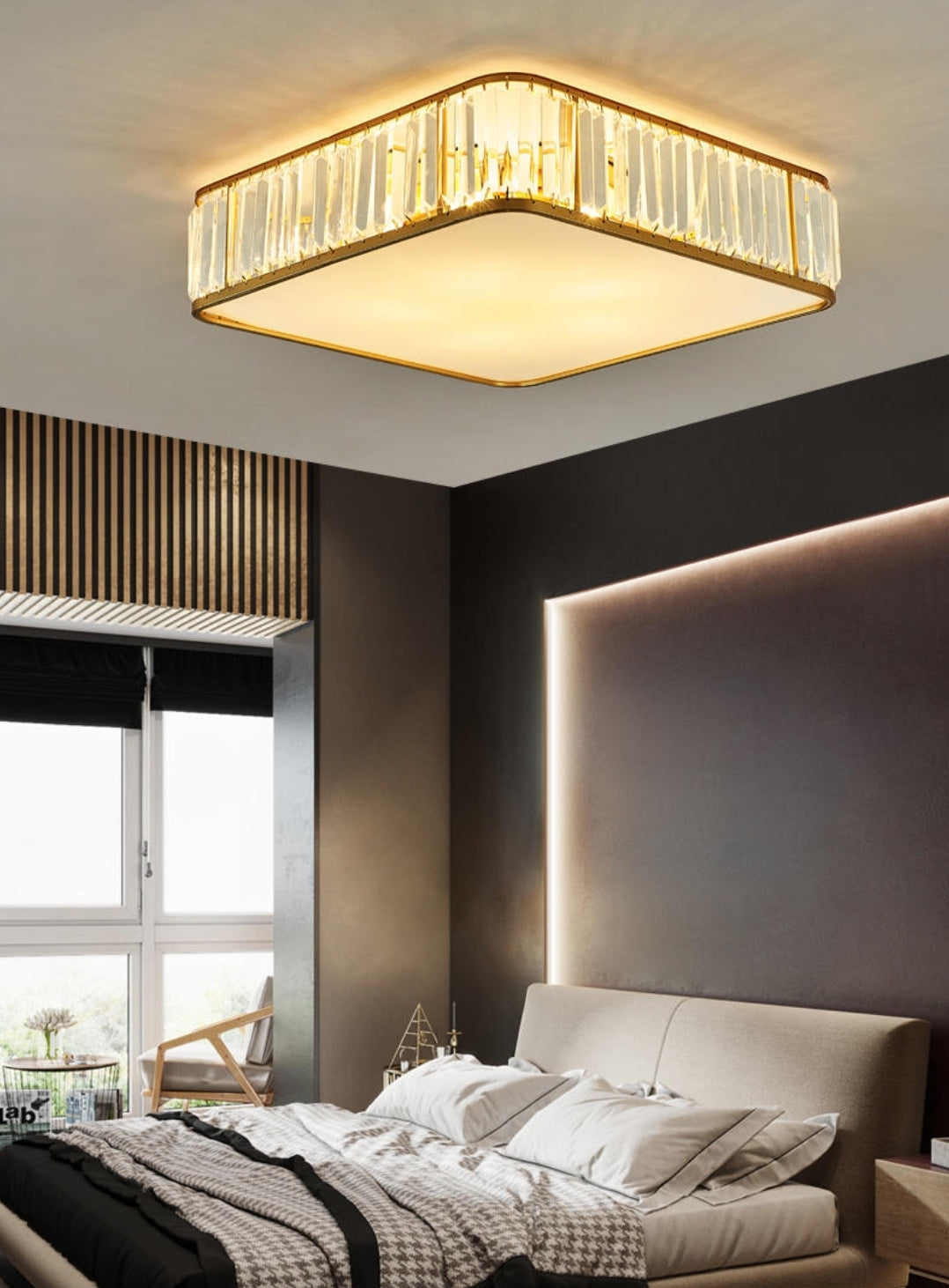Brent Square Crystal Ceiling Light-Gold - Reflect Lighting