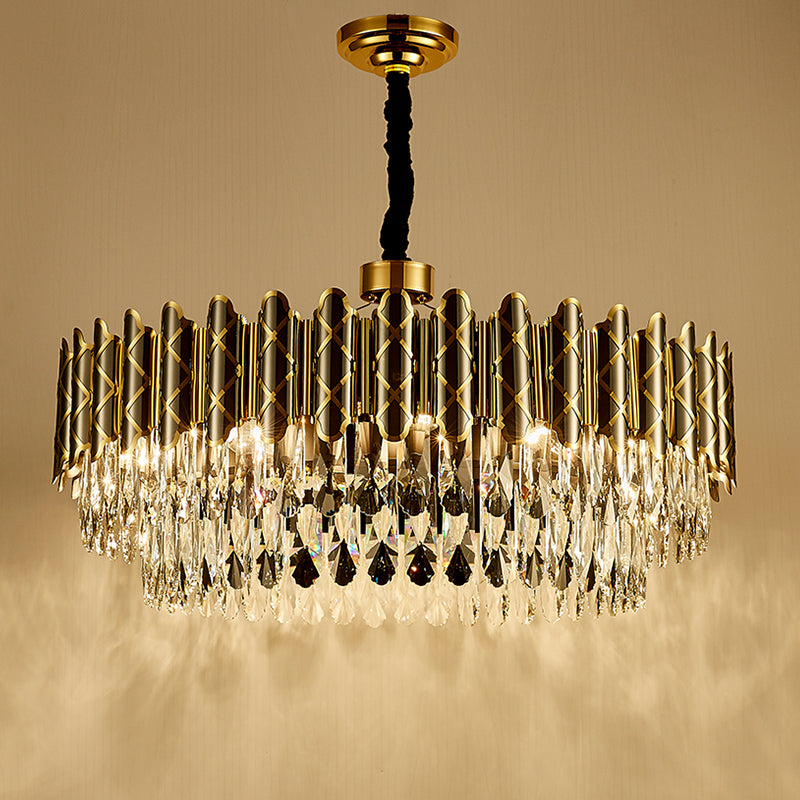 Demi Gold Crystal Chandelier-Round/Rectangle - Reflect Lighting