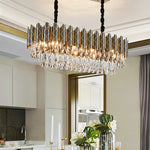 Demi Gold Crystal Chandelier-Round/Rectangle - Reflect Lighting