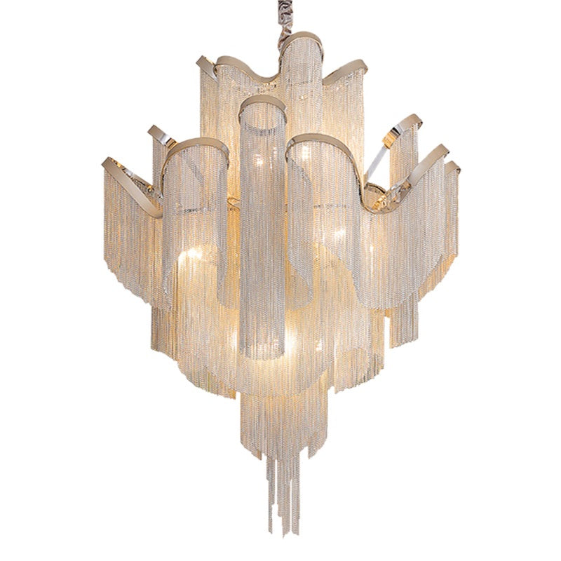 Iron Large Long Metal Chandelier-Gold/Chrome - Reflect Lighting