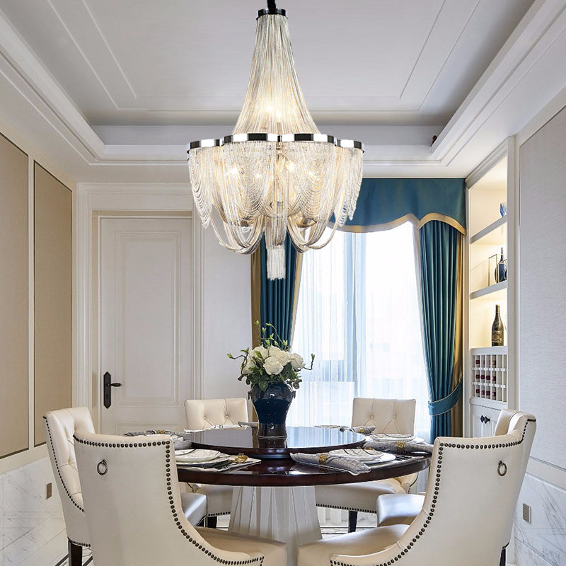 Norcott Aluminium Chain Tassel Chain Chandelier-Gold/Sliver - Reflect Lighting