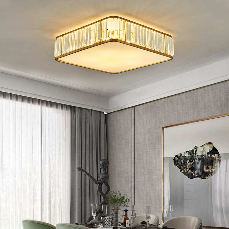 Brent Square Crystal Ceiling Light-Gold - Reflect Lighting