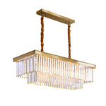 Gold Rectangular Crystal Flat Chandelier - Reflect Lighting