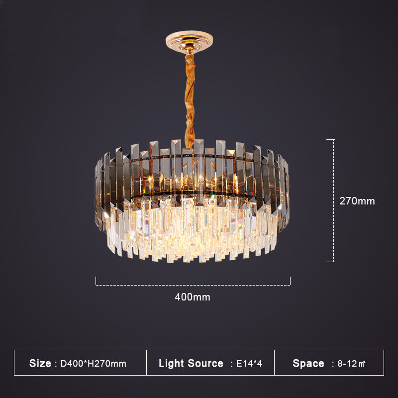 Maurice Amber/Smokey Grey Crystal Chandelier-Round/Rectangle - Reflect Lighting