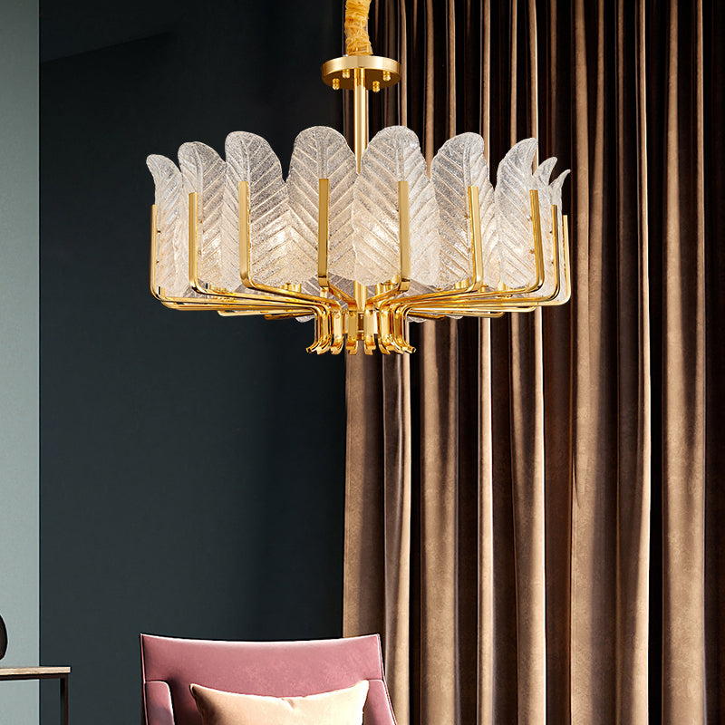 Frozen Leaf Flower Gold Crystal Chandelier - Reflect Lighting