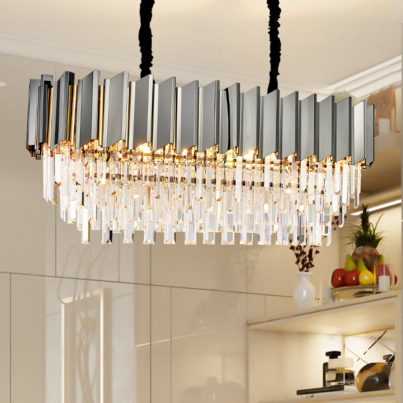 Pyrite Grey Crystal Chandelier -Round/Rectangle - Reflect Lighting