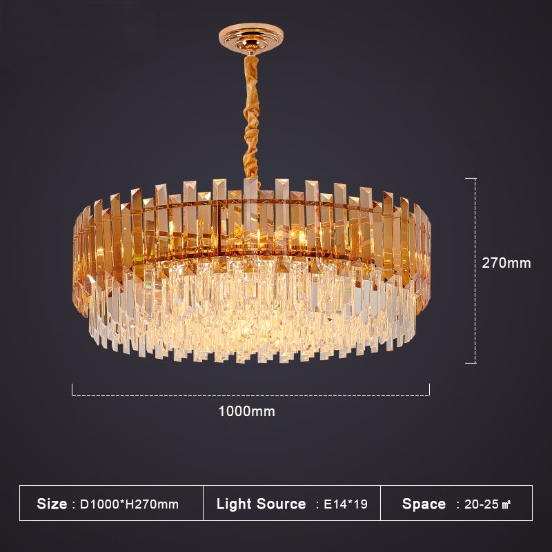 Maurice Amber/Smokey Grey Crystal Chandelier-Round/Rectangle - Reflect Lighting