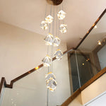 Pear Diamond Gold Staircase Chandelier Lamp - Reflect Lighting