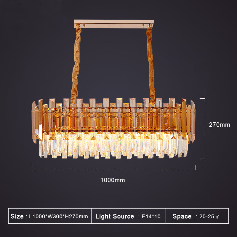 Maurice Amber/Smokey Grey Crystal Chandelier-Round/Rectangle - Reflect Lighting