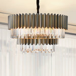 Msambamba Grey & Gold Crystal Chandelier-Round/Rectangle - Reflect Lighting