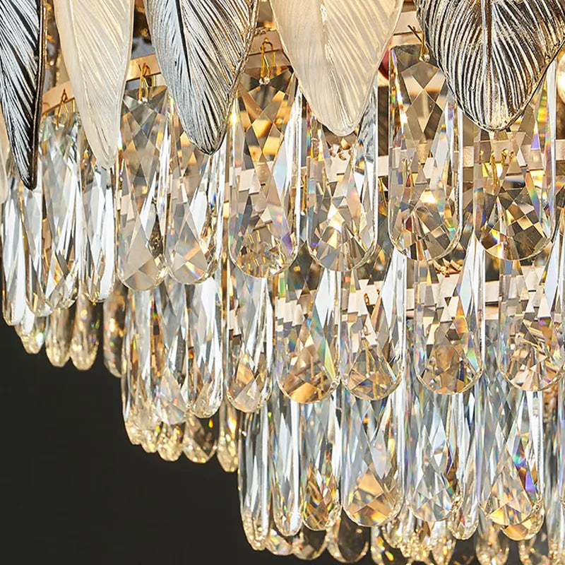 Radiara Feather Crystal Gold Chandelier