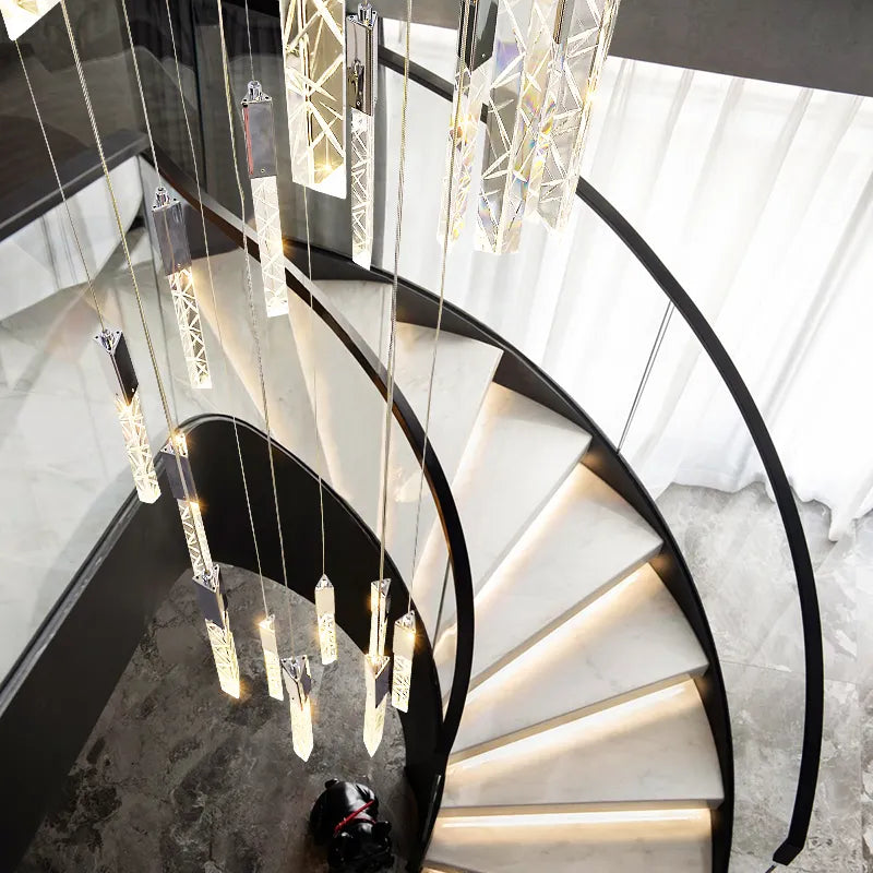 Hiatt Abeer Chrome Staircase Chandelier - Reflect Lighting