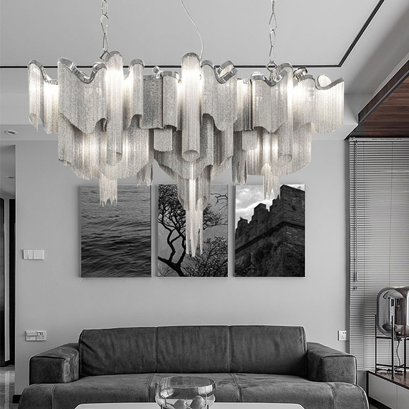 Jaeden Keefe Chrome Tassel Chain Chandelier - Reflect Lighting