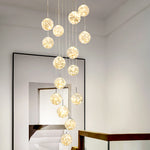 Balle Be Crystal Ball Staircase Chandelier- Smokey Grey/Cognac - Reflect Lighting