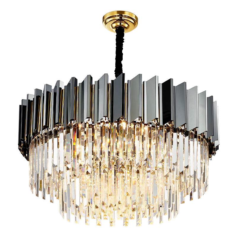 Pyrite Grey Crystal Chandelier -Round/Rectangle - Reflect Lighting
