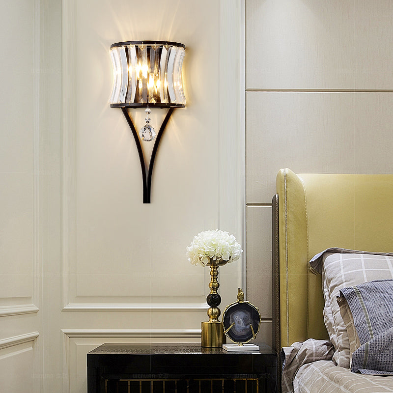 Crystal Suncatcher Feng Shui Wall Lamp Diamond- Black/Gold - Reflect Lighting