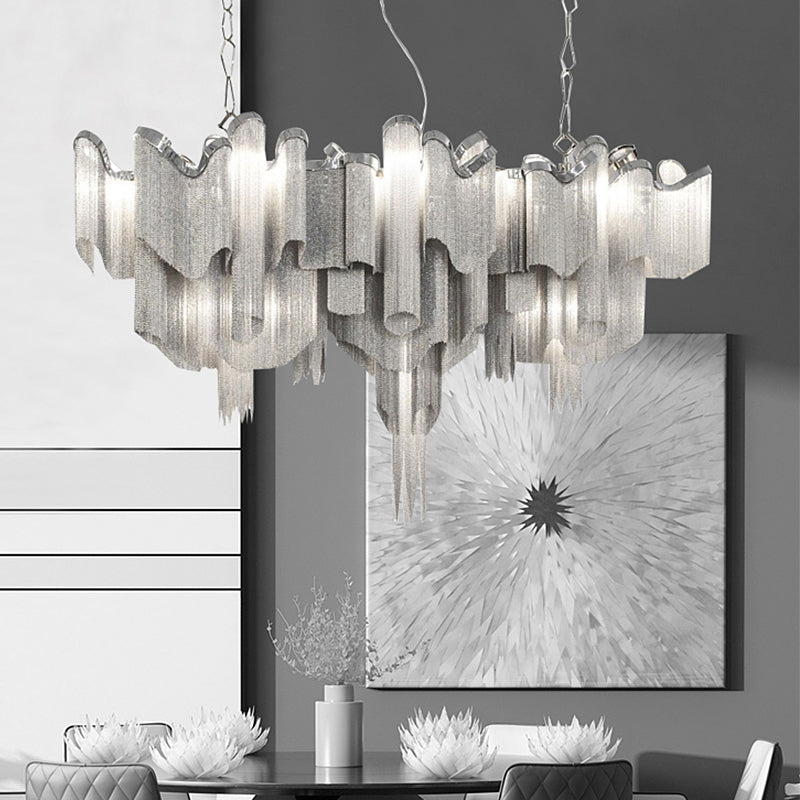 Jaeden Keefe Chrome Tassel Chain Chandelier - Reflect Lighting