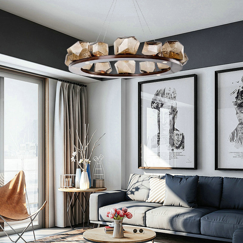 Amber Rock Wagon Wheel Chandelier - Reflect Lighting