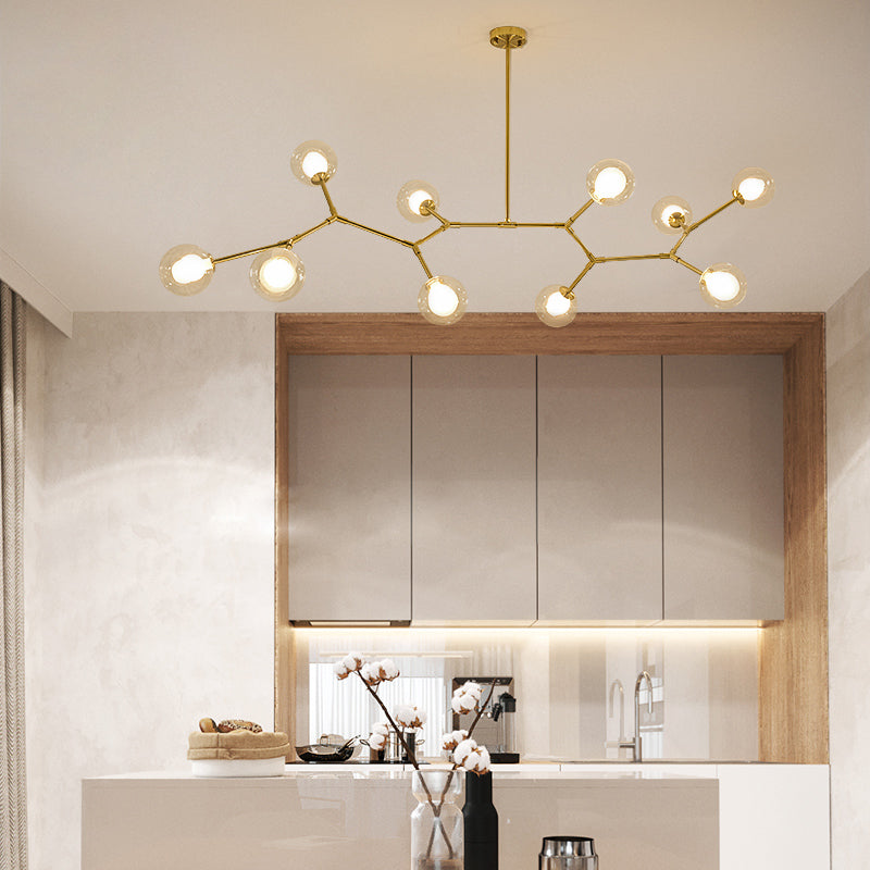 Sputnik Iron & Glass Chandelier/Gold-Black - Reflect Lighting