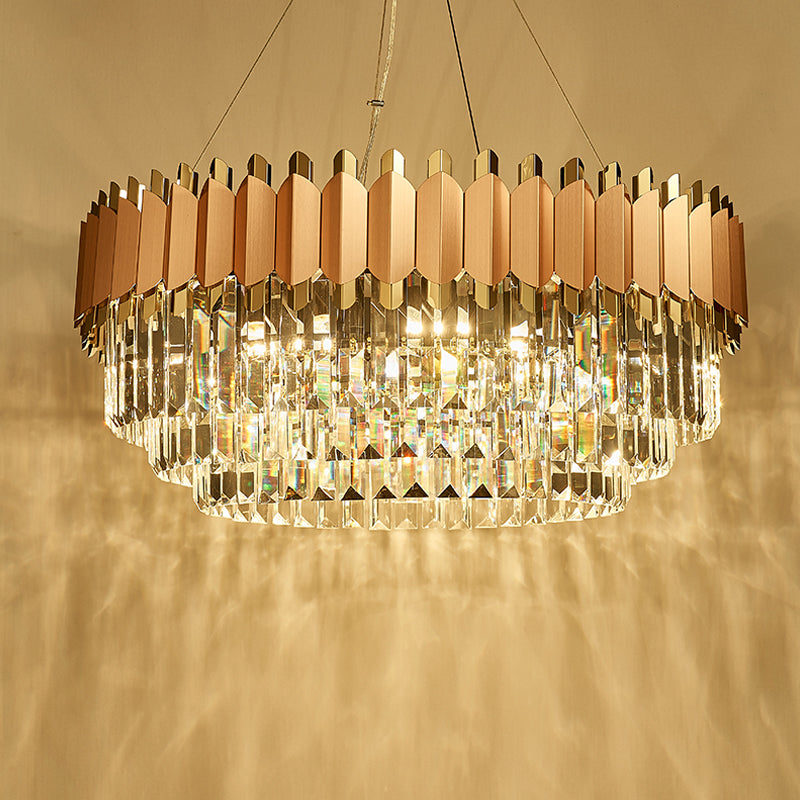 Rose Gold Crystal Chandeliers-Round/Rectangle - Reflect Lighting