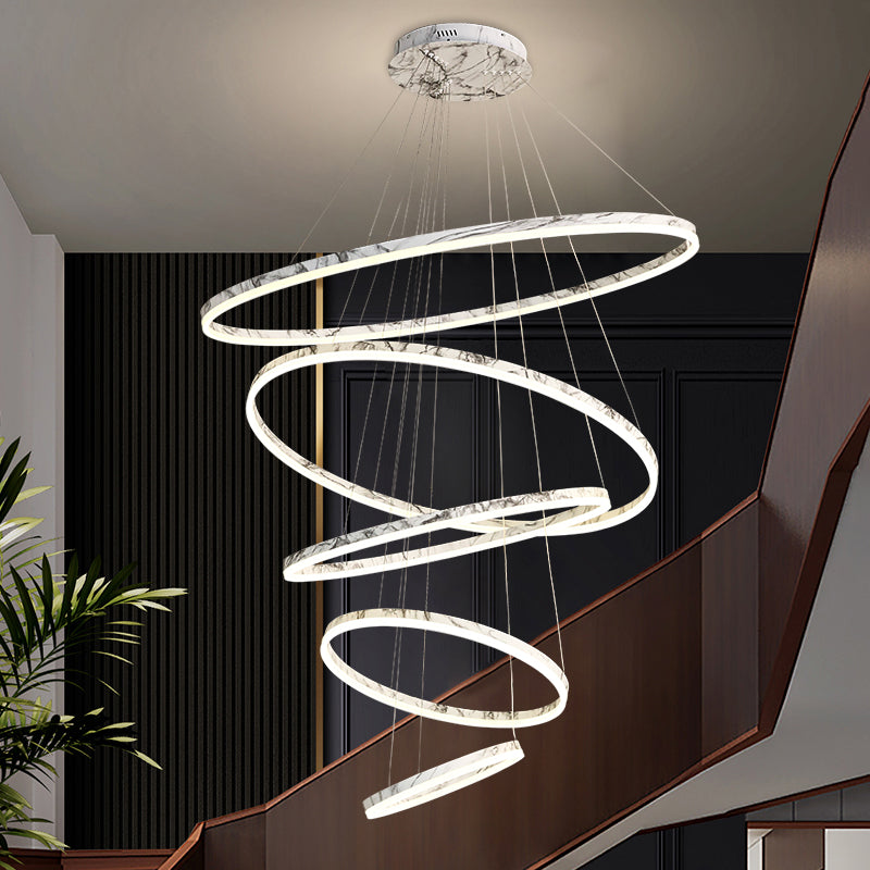 Marble Pattern Stick Splashback Rings Chandelier - Reflect Lighting