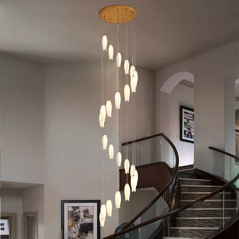 Tulip Flower Staircase Chandelier - Reflect Lighting