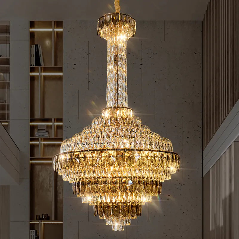Atticus Xan Crystal Chandelier- Smokey Grey/ Amber/ Colourful Shell - Reflect Lighting