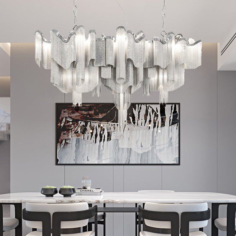 Jaeden Keefe Chrome Tassel Chain Chandelier - Reflect Lighting