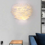 Ivory Feather Round Wall Lamp
