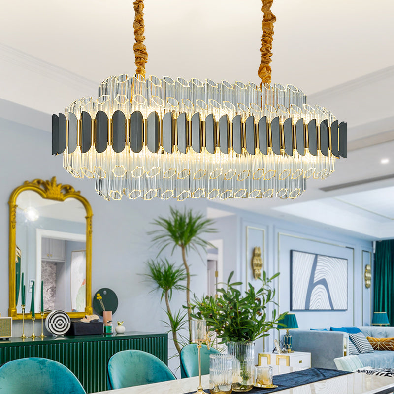 Gary & Gold Cylinder Crystal Chandelier-Round/Rectangle - Reflect Lighting