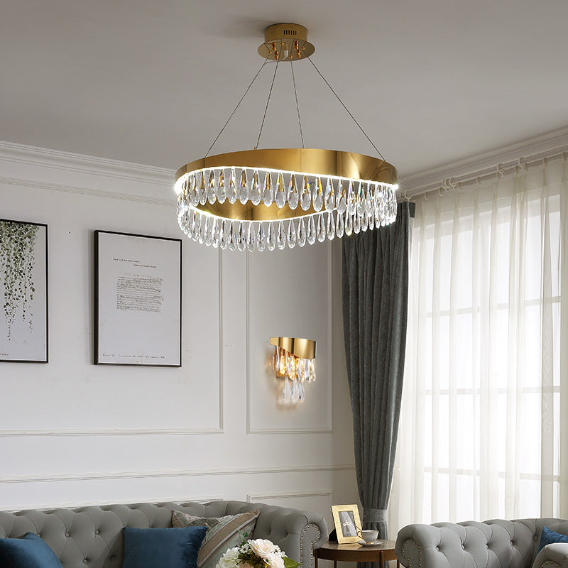 Gold Crystal Tassel LED Chandelier-Round/Rectangle - Reflect Lighting