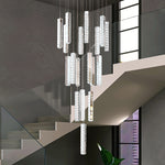 Thierry Vanesa Chrome Crystal Staircase LED Chandelier- 3 Patterns - Reflect Lighting