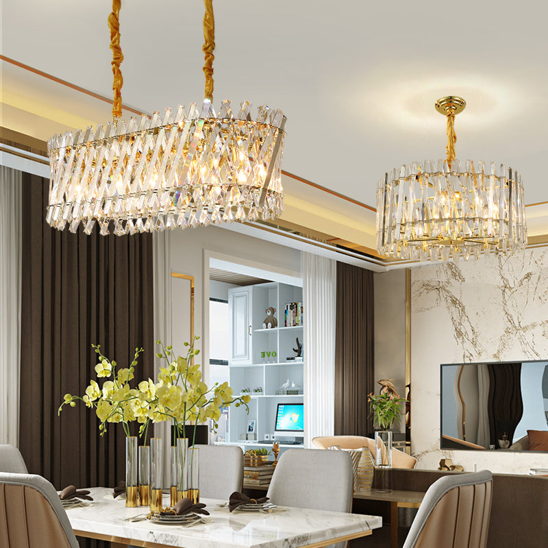 Kirkendall Glo Gold Crystal Chandelier – Round/Rectangle - Reflect Lighting