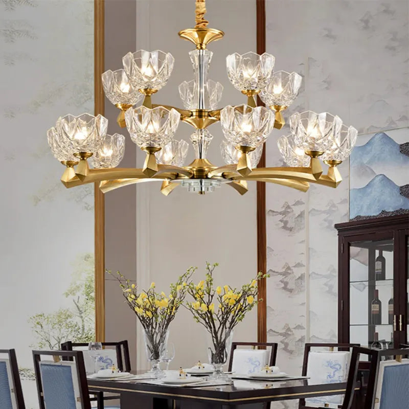 Sanne Barium Copper Crystal Chandelier - Reflect Lighting