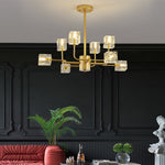 Golden Ice Cube Crystal Chandelier - Reflect Lighting