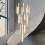Thierry Vanesa Chrome Crystal Staircase LED Chandelier- 3 Patterns - Reflect Lighting