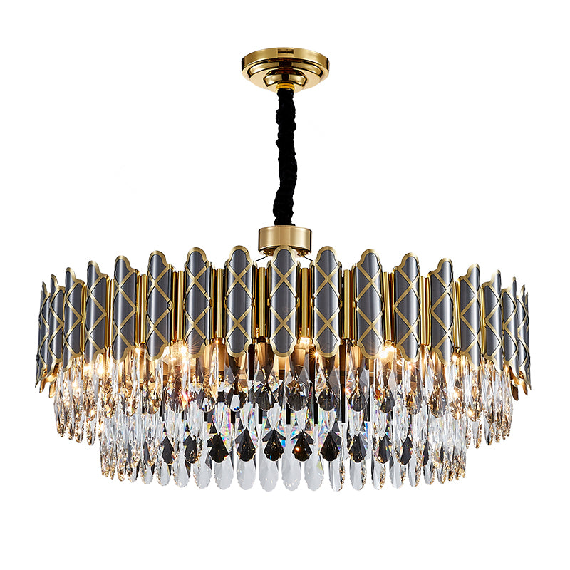 Demi Gold Crystal Chandelier-Round/Rectangle - Reflect Lighting