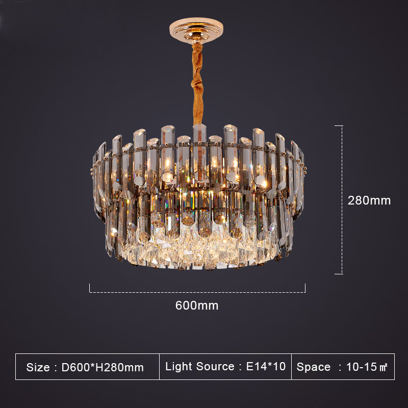 Maurice Amber/Smokey Grey Crystal Chandelier-Round/Rectangle - Reflect Lighting