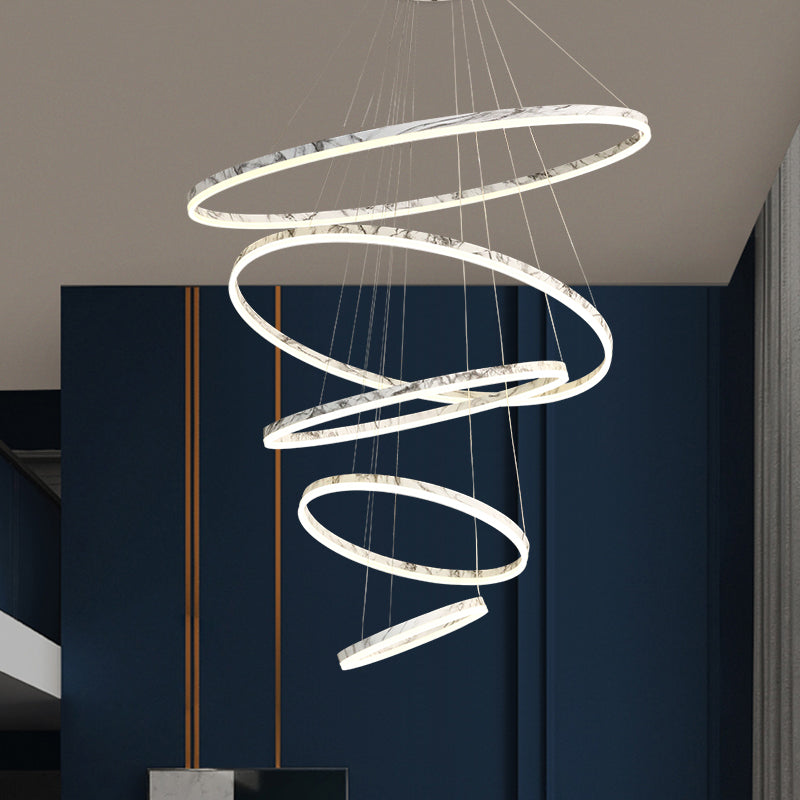 Marble Pattern Stick Splashback Rings Chandelier - Reflect Lighting