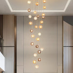 Eclipse Halo Staircase Chandelier-Smokey Grey, Cognac & Transparent