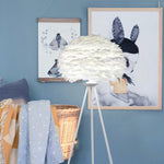 Ivory Feather Round Floor Lamp- Black/White/Chrome - Reflect Lighting