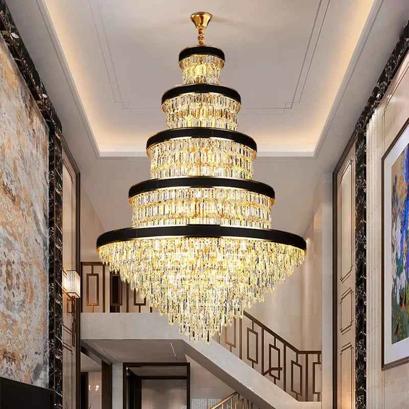 Odelia Grullon Leather Crystal Golden Chandelier