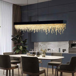 Ajaz Boody Rectangular Crystal chandelier-Gold/Silver/Black