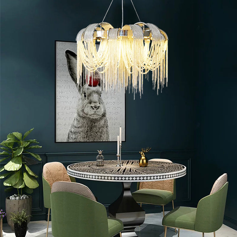 Flap Rope Tassel Chrome/Gold Chandelier - Reflect Lighting