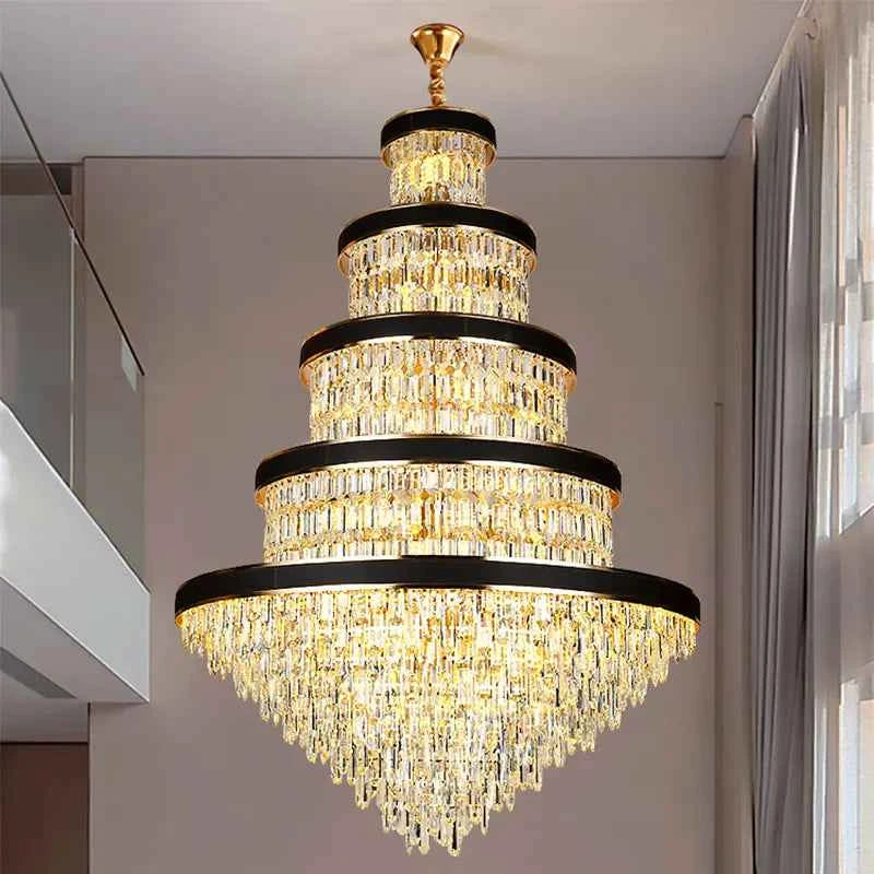 Odelia Grullon Leather Crystal Golden Chandelier