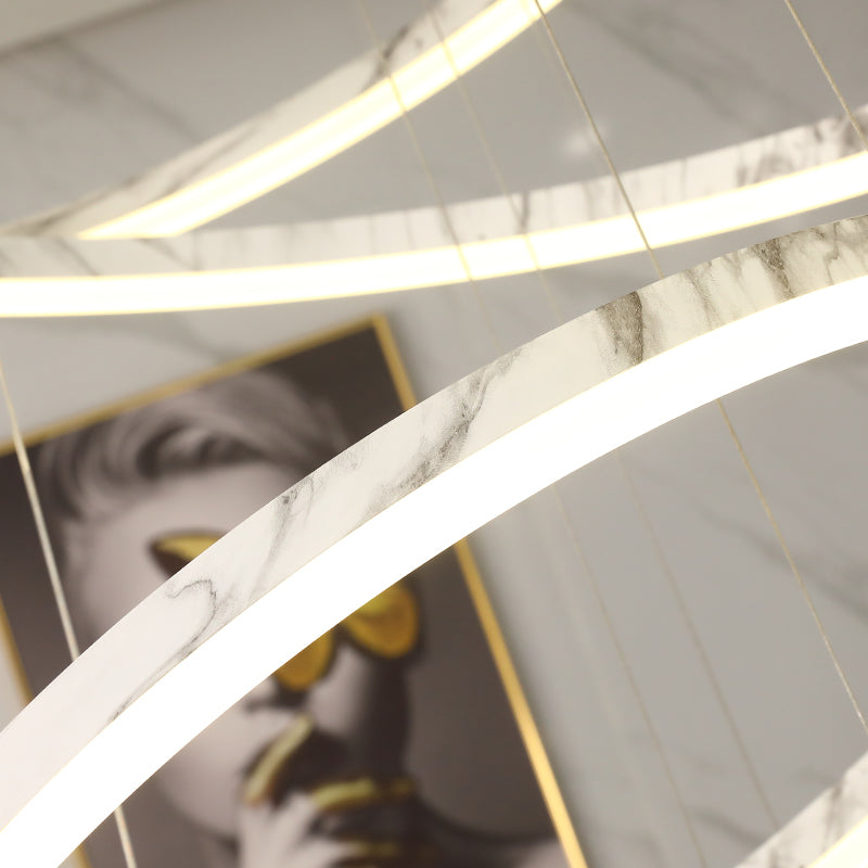 Marble Pattern Stick Splashback Rings Chandelier - Reflect Lighting