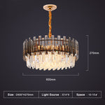 Maurice Amber/Smokey Grey Crystal Chandelier-Round/Rectangle - Reflect Lighting
